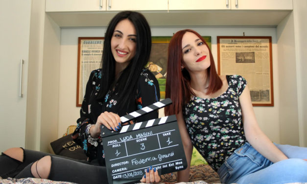 GIORGIA PALLADINI E GIULIA NAPPI DURANTE LE RIPRESE DEL VIDEO IRENE